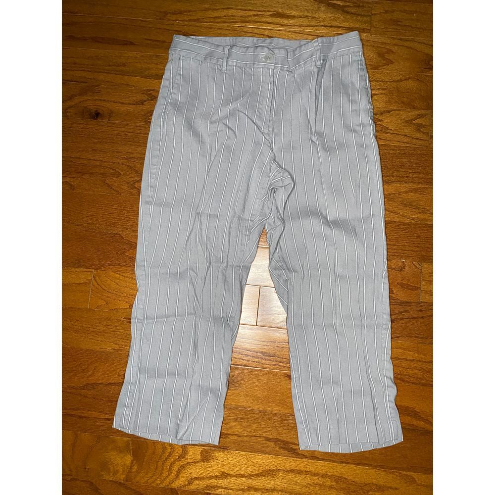 J Jill Linen‎ Stretch Grey Striped Capris Size 12